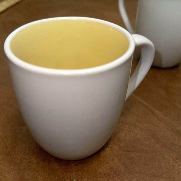 Set Of 3 Essential Home White & Yellow Mugs - Ceramic Coffee Cups - Picture 4 of 8